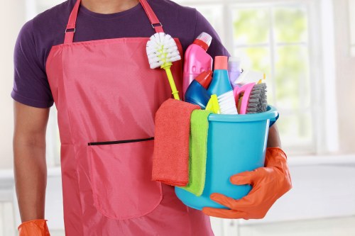 Professional deep cleaning team preparing a Canary Wharf property for a thorough clean