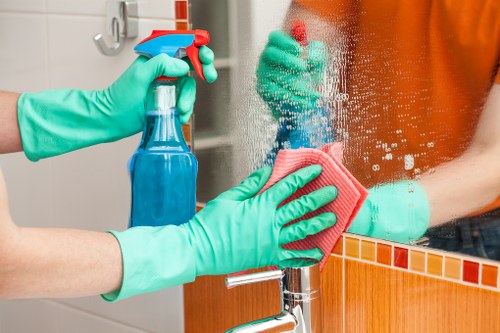 Cleaning equipment and checklist for a Canary Wharf domestic service