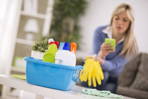 Cleaning staff managing property access and safety checks