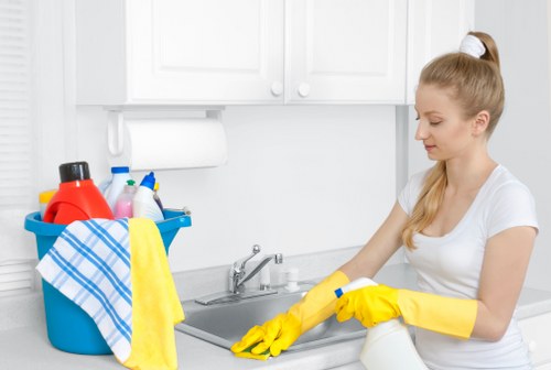 Deep cleaning tile and grout in a Canary Wharf property